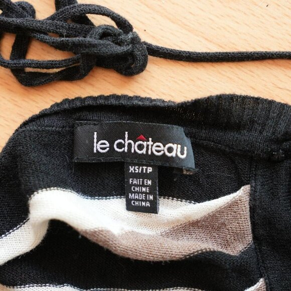 Y2K Vintage Le Château XS Knit Striped Batwing Top – Tie Back - Picture 2 of 5